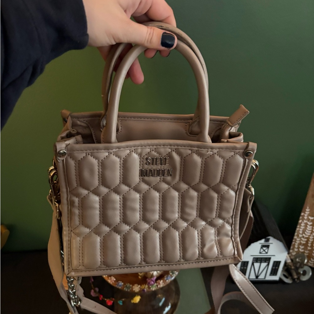 Steve Madden Beige Quilted Mini Bag